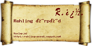 Rehling Árpád névjegykártya